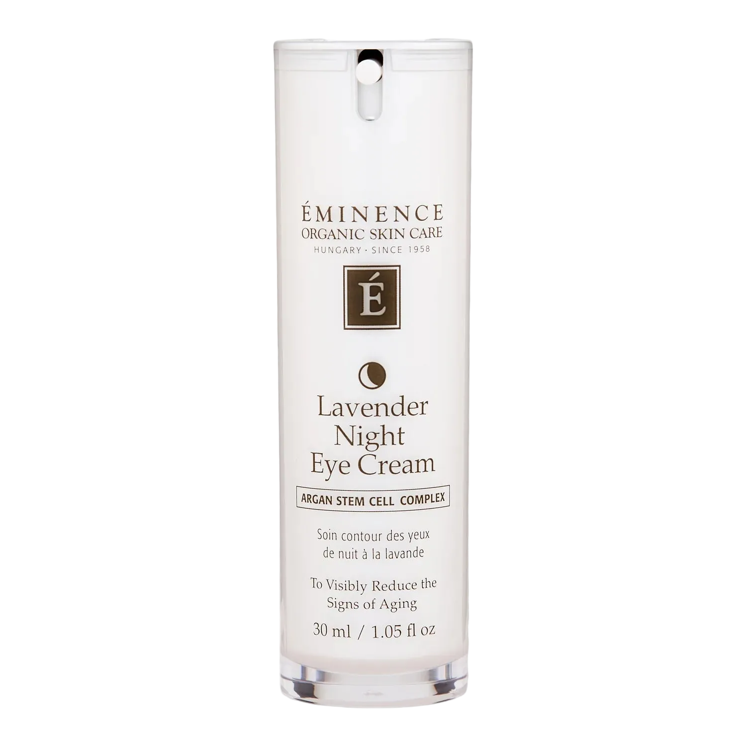 Eminence Lavender Night Eye Cream bottle on a white background