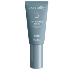 Tube of face reality 5% l-mandelic serum on a white background