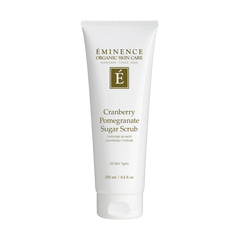 A tube of Eminence Cranberry Pomegranate Sugar Scrub against a white background.