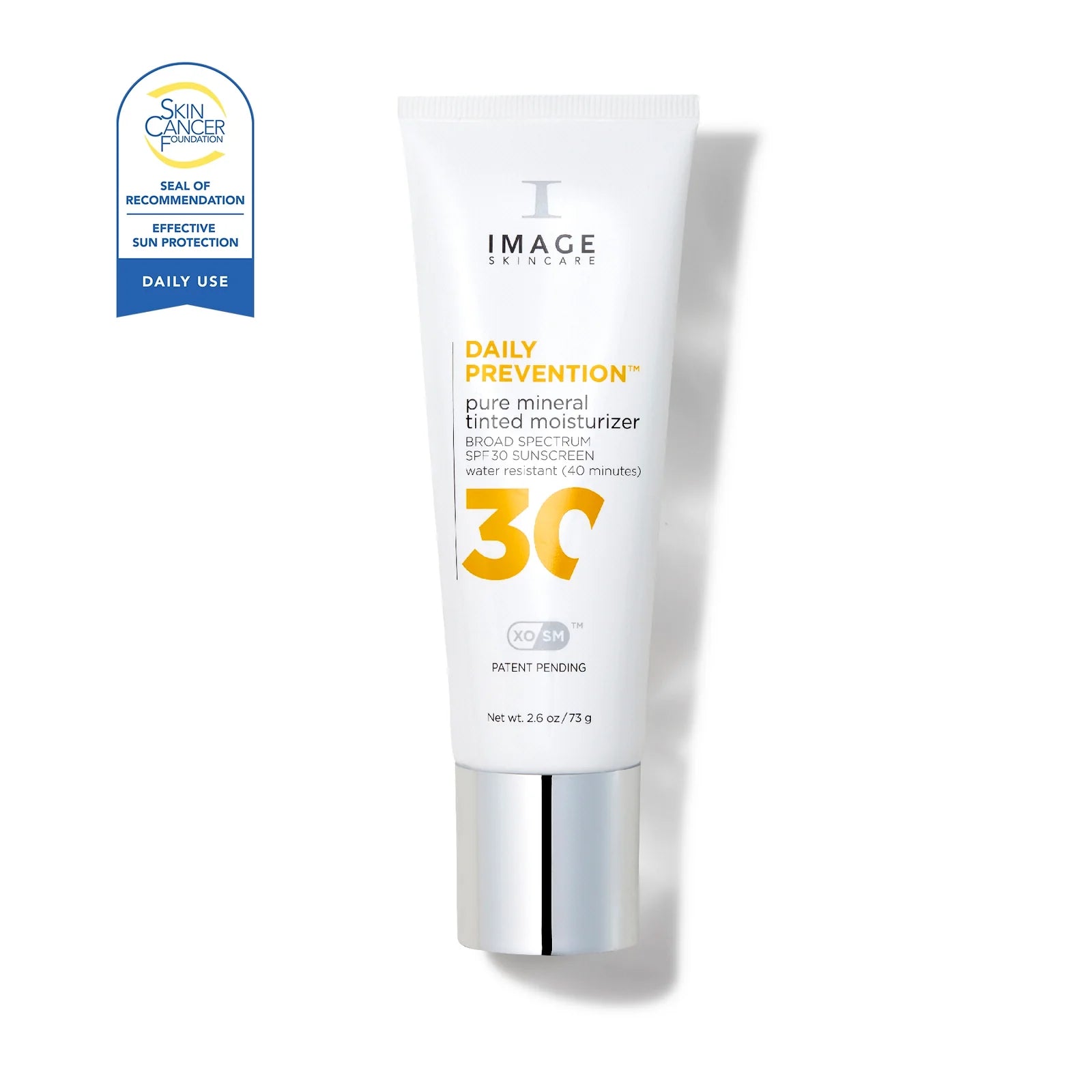 Image skincare product labeled 'Daily Prevention' with a 'Skin Cancer Foundation' seal of recommendation on a white background.