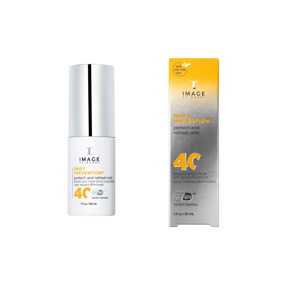 A bottle of IMAGE Skincare Daily Prevention and the packaging.