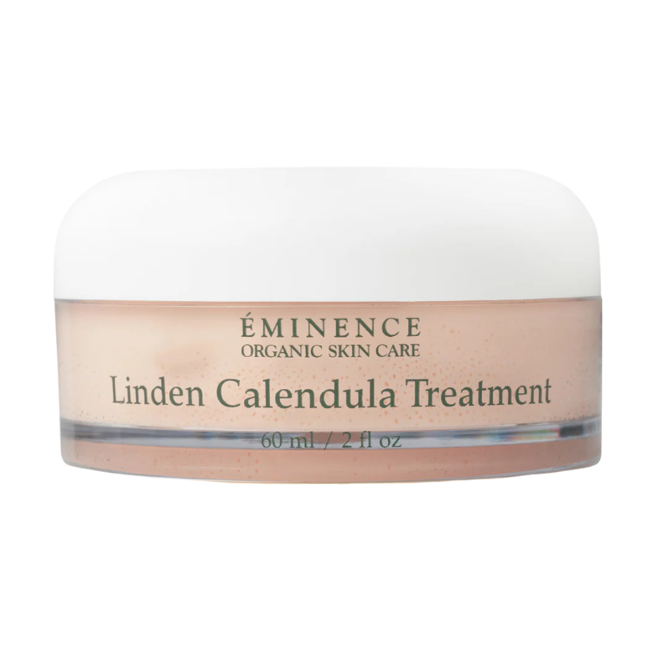 A jar of Eminence Linden Calendula Treatment, designed for skin care, with a capacity of 60 ml / 2 fl oz.