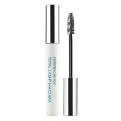 Colorescience Total Lash Mascara with white casing and black brush on a white background