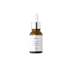 Skincare serum bottle with dropper labeled 'Image Skincare Iluma' on a white background