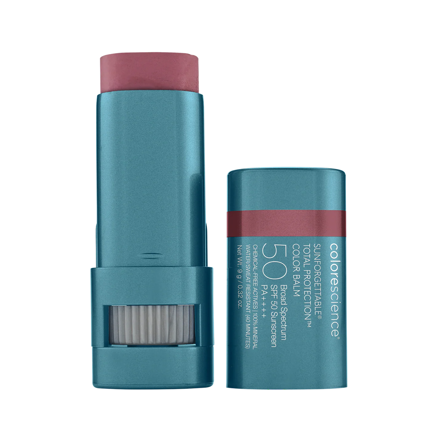 Two Colorescience sunscreen sticks with a white background
