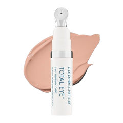 Colorescience Total Eye product with a swatch of beige color on a white background