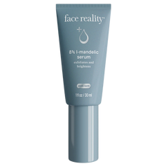 Tube of face reality 8% l-mandelic serum on a white background