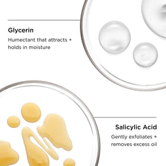 Illustration of glycerin and salicylic acid with text labels on a white background