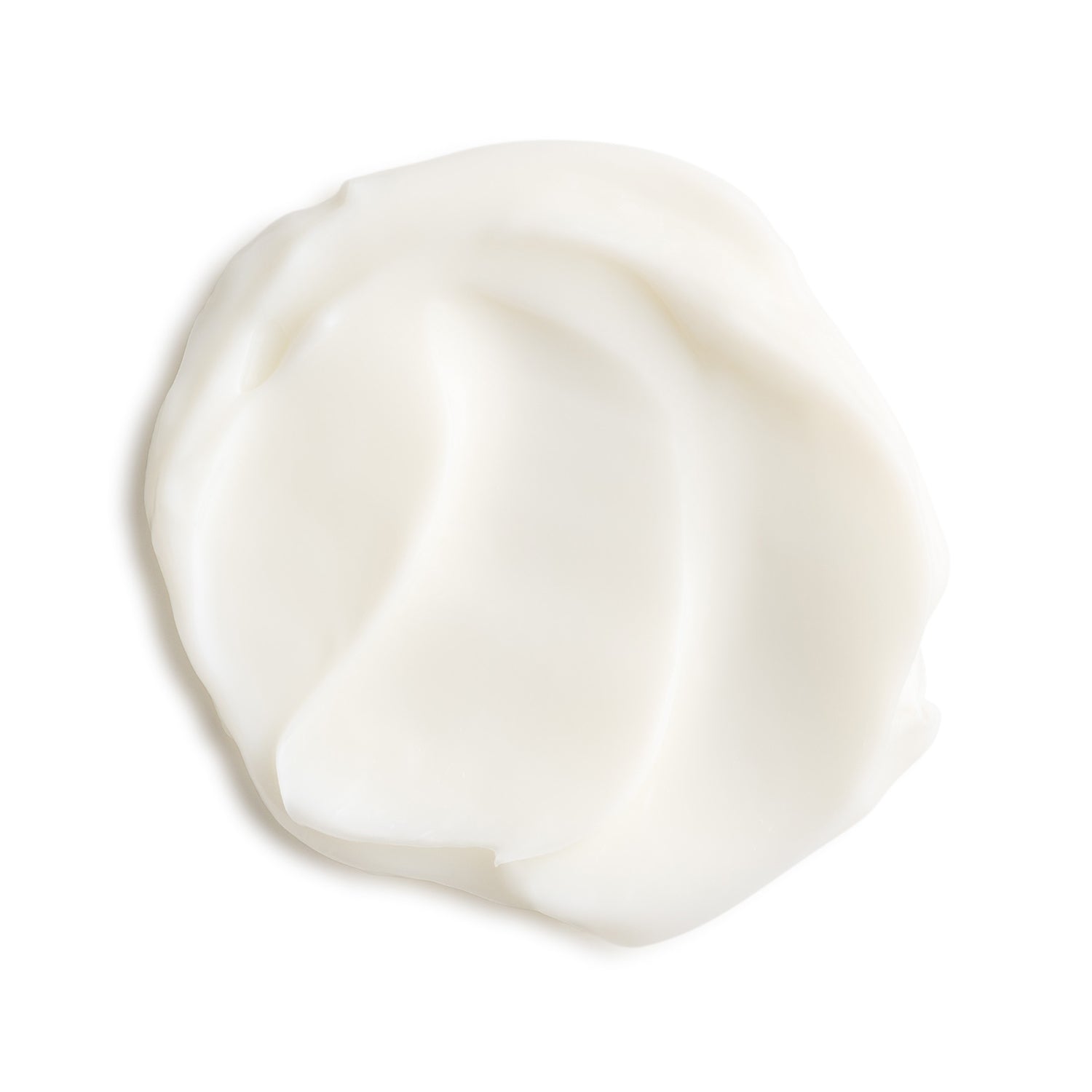 White cream or lotion swatch on a white background