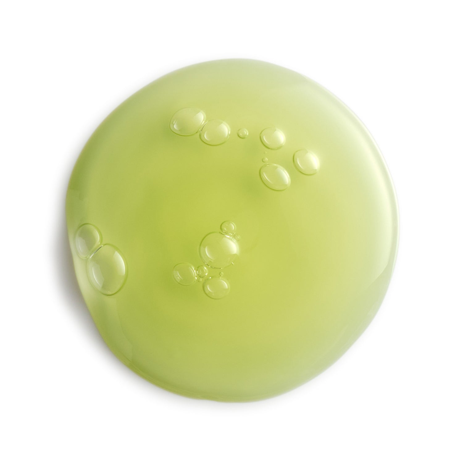 Green blob with bubble texture on a white background