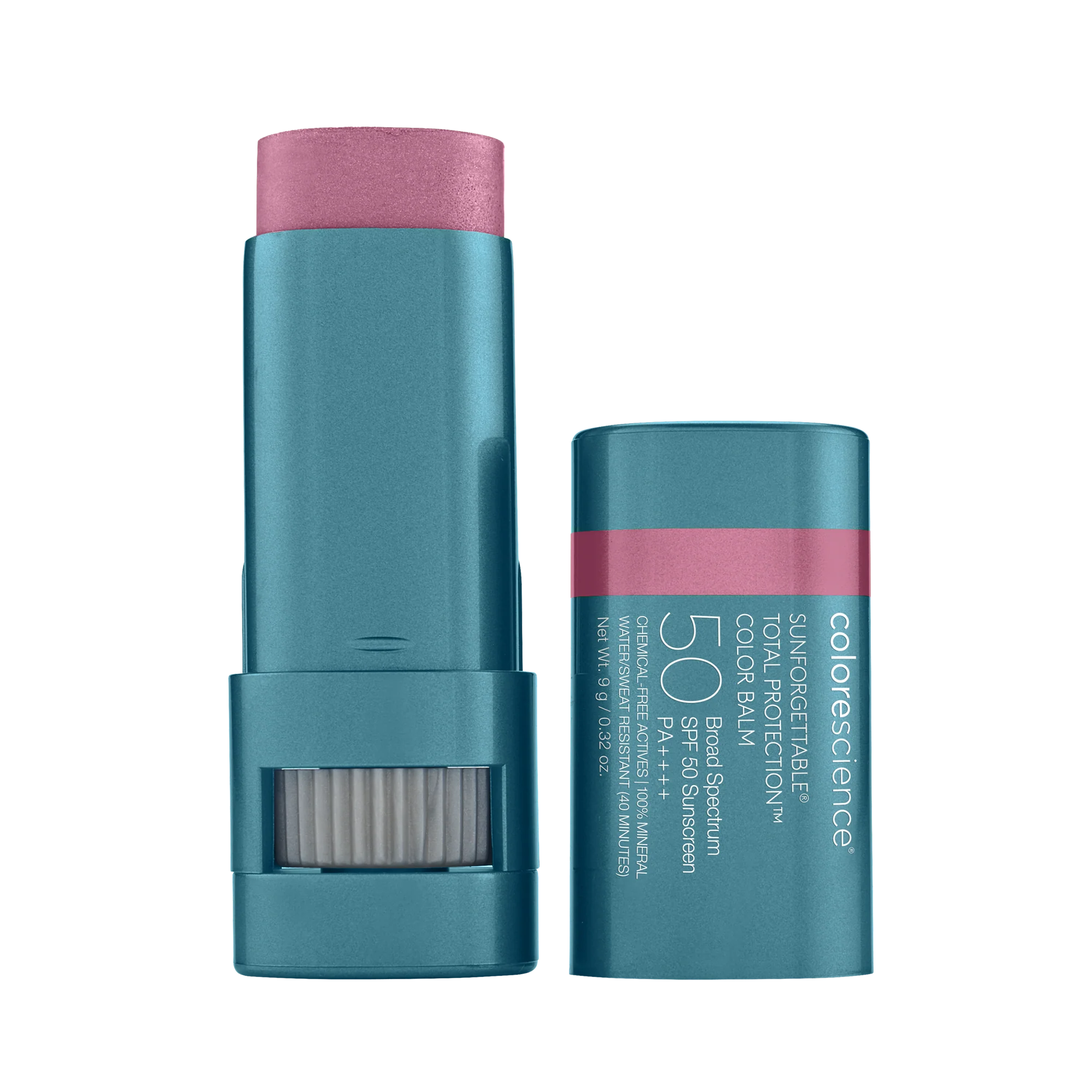 Two blue color balm sticks with pink caps on a white background