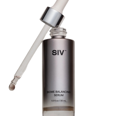 SIV Biome Balancing Serum bottle with dropper on a neutral background