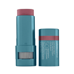 Two Colorescience sunscreen sticks with a white background